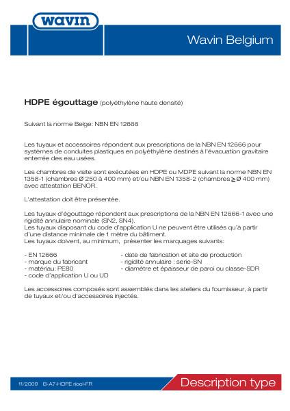 Description types HDPE riool