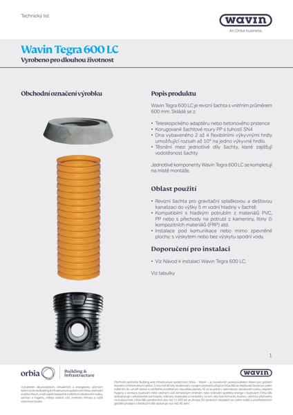 Technický list: Wavin Tegra 600 LC 