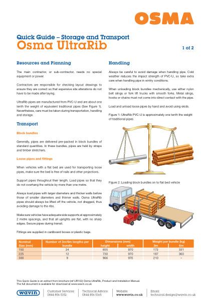 Quick Guide - Storage and Transport - Osma UltraRib