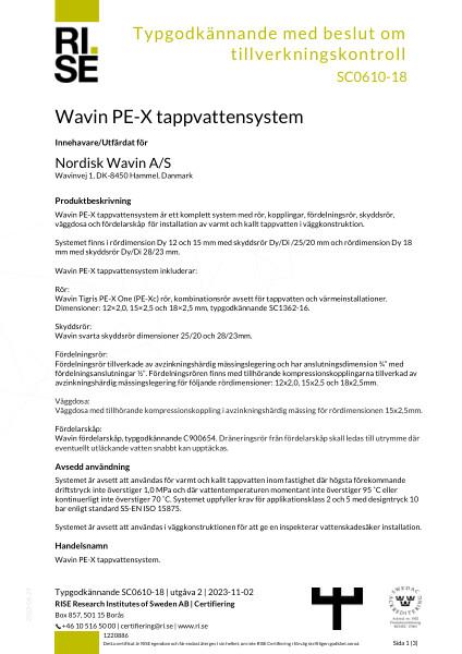 RISE  Typgodkännande - PEX tappvattensystem - No. SC0610-18