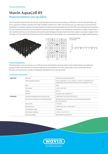 Product data sheet Wavin AquaCell 85
