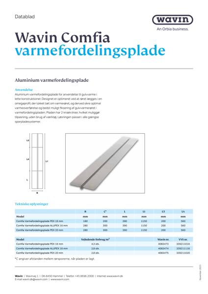 Datablad - Varmefordelingsplader