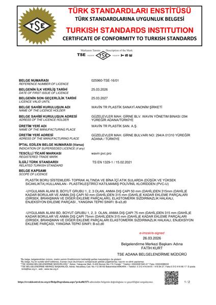 Wavin PVC PRO EN1329-1 (25.03.2027)