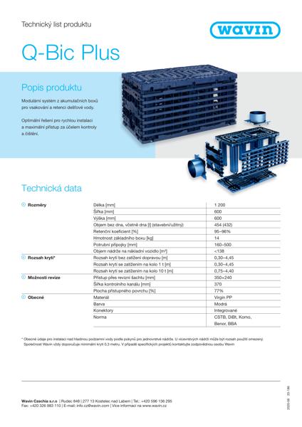 Technický list Q-Bic Plus