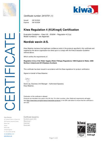 KIWA Certificate 2410731 Calefa II V UK
