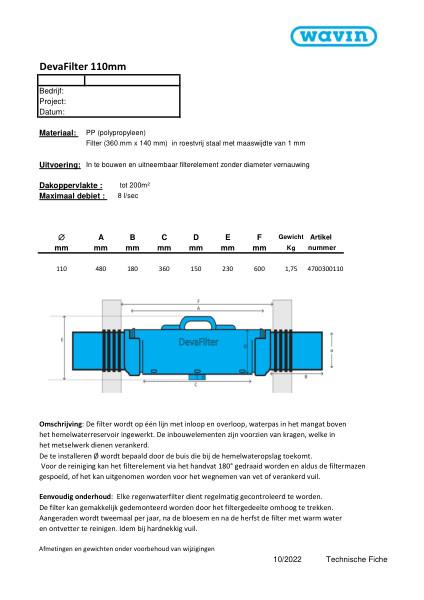 Technische Fiche DevaFilter 110mm