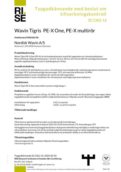 RISE  Typgodkännande - PEX multirör - No. SC1362-16
