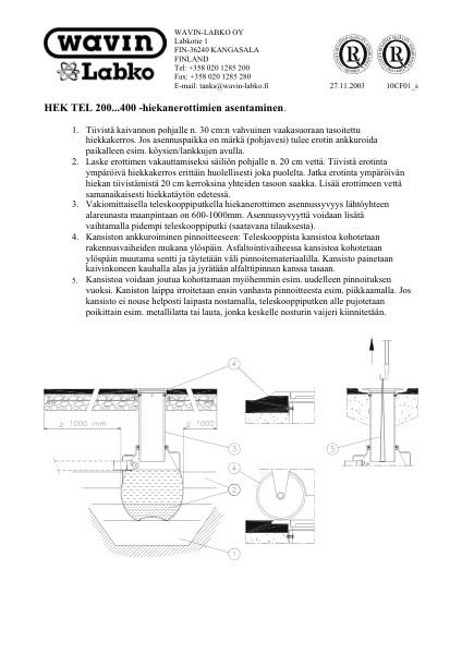Asennusohje - HEK TEL 