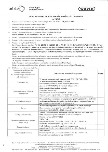 KDWU 240/2 Rury kanal zewn PVC 3W Lita SN8