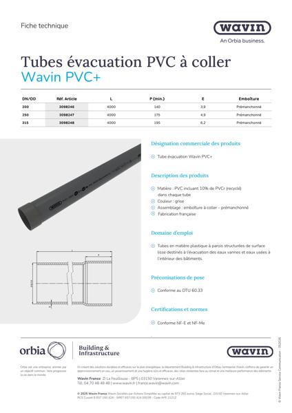 Fiche Technique - Tubes PVC+ Grands Diametres
