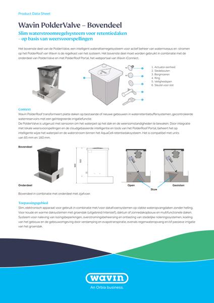Product data sheet Wavin PolderValve Top Unit 
