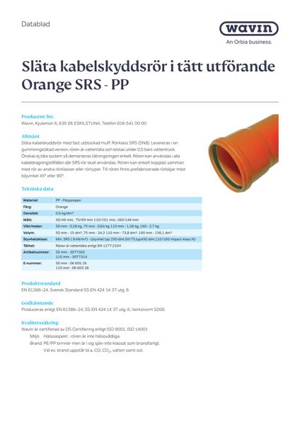 Wavin_Kabelrör_PP_SRS_Orange_SE_20230202