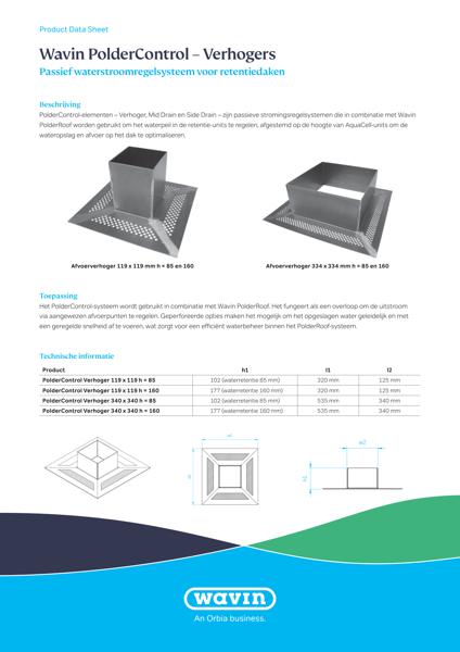 Product data sheet Wavin PolderControl Riser