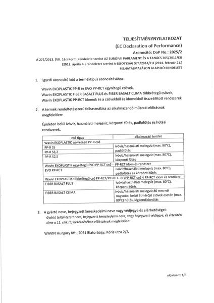 TNy DoP Ekoplastik PP-R és EVO PP-RCT