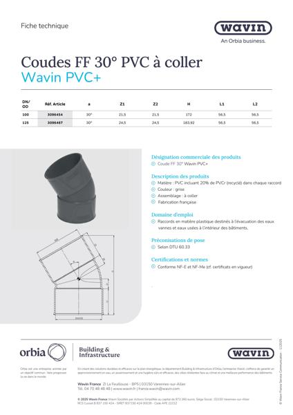 Fiche technique - Coudes FF 30 PVC+
