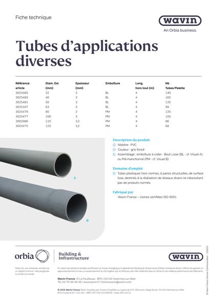 Fiche technique - Tubes d'applications diverses