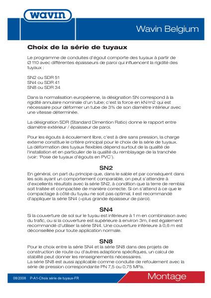 Prescription de pose PVC Choix et pose égout