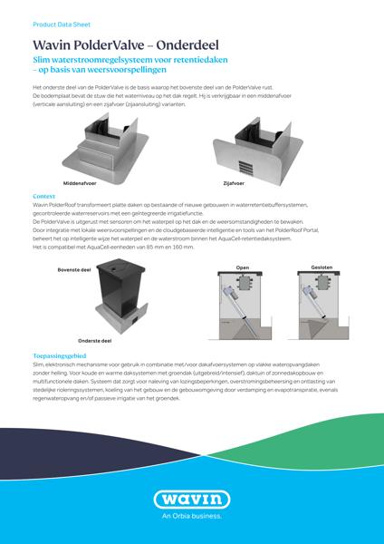 Product data sheet Wavin PolderValve Bottom Unit