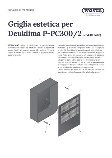 Istruzioni montaggio Griglia estetica per Deuklima P-PC300/2
