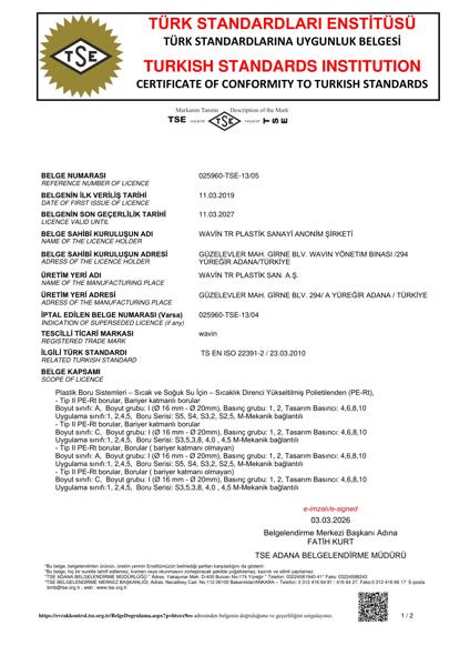 PERT Boru TS EN ISO 22391-2 (2027)