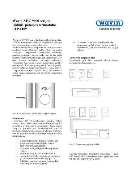 Techninė instrukcija - Laidinis termostatas AHC9000 TP-110