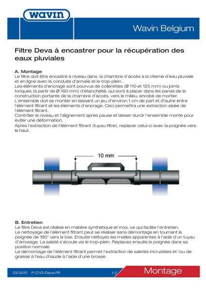 Prescription de pose Filtre Deva