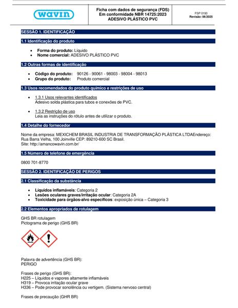 FDS  - Adesivo plástico