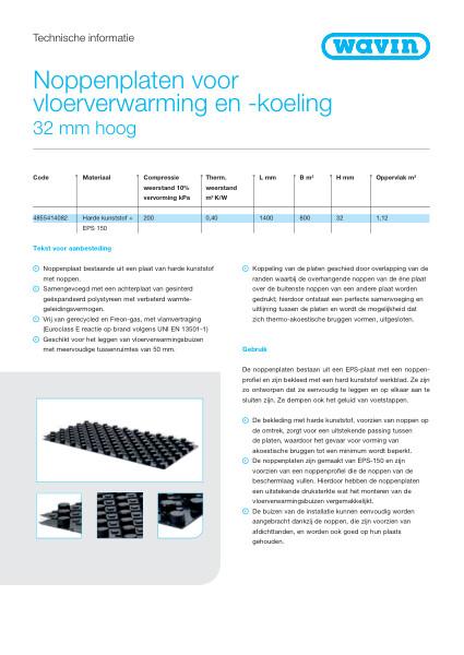Technische informatie Noppenplaten voor vloerverwarming en -koeling 32mm