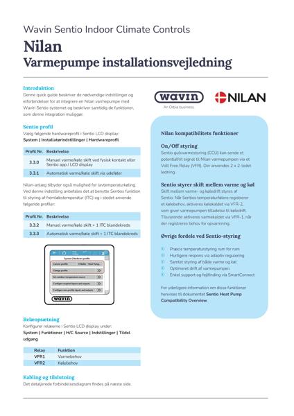 Nilan med Sentio: Varmepumpe installationsvejledning