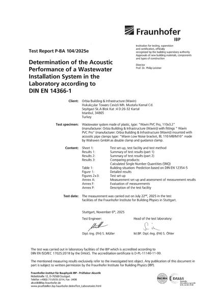 Wavin PVC Pro Fraunhofer Sessizlik Sertifikası 