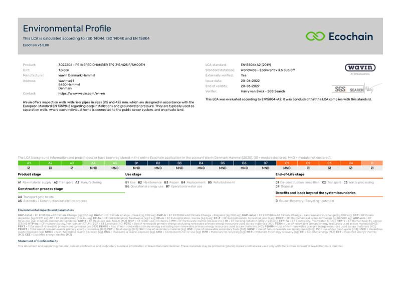 Wavin Denmark Hammel-3022206 - PE INSPEC CHAMBER TP2 315425 FSMOOTH-2020-environmental-profile 2023-07-07 1257