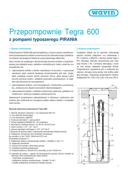 Przepompownie Tegra 600 z pompami PIRANIA_Opis produktu