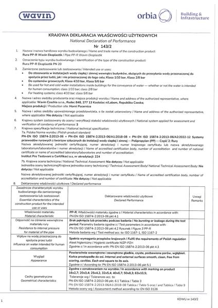 KDWU 143/2 Rury PP-R Wavin Ekoplastik PN 20