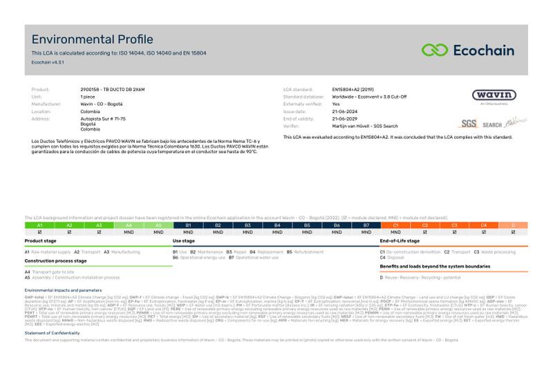 Wavin_-_CO_-_Bogot-2900158_-_TB_DUCTO_DB_2X6M-2022-environmental-profile_2024-07-26_1201
