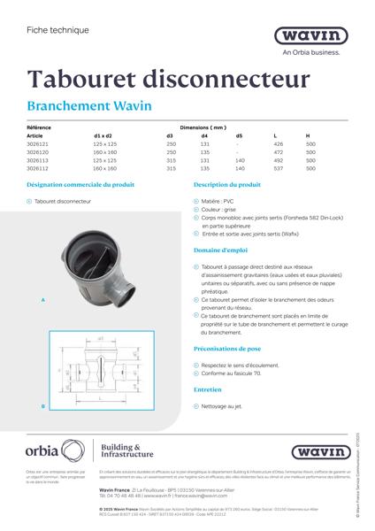 Fiche technique - Tabouret disconnecteur