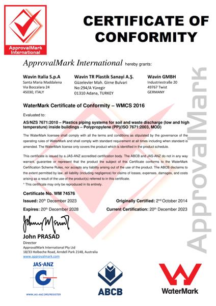 Certificato ApprovalMark Sitech+