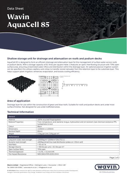Wavin AquaCell 85 Data Sheet FINAL