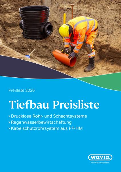 Tiefbau Preisliste: Drucklose Rohr-/Schachtsysteme, Regenwasserbewirtschaftung, Kabelschutzrohrsystem aus PP-HM