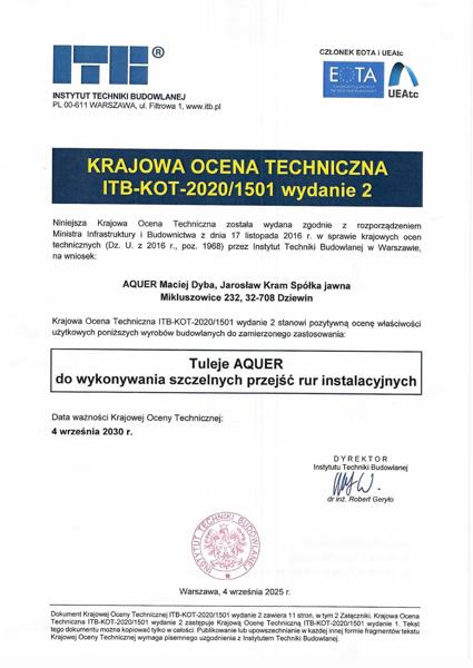 KOT ITB-KOT-2020/1501_wydanie_2_Przejścia szczelne