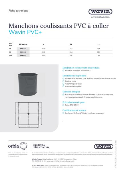 Fiche technique - Manchons coulissants PVC+