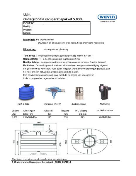 Technische fiche / Fiche technique Ondergrondse recuperatiepakket / Système de récupération sous-terrain