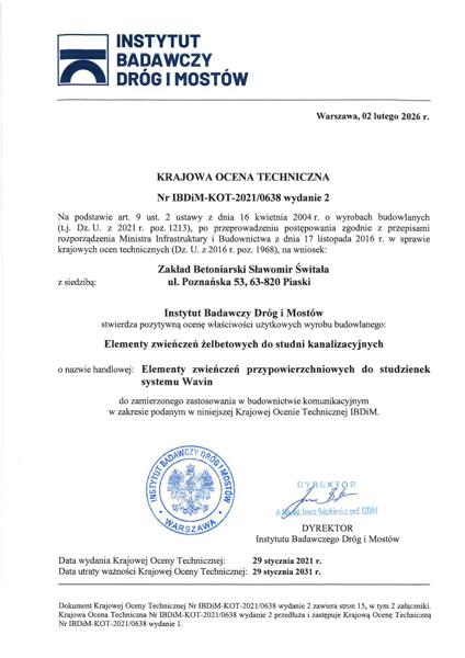 KOT IBDiM_KOT_2021/0638 wyd. 2 Elementy zwieńczeń żelbetowych do studzienek