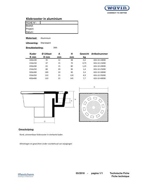 Alu klokrooster / siphon de cour 3kN