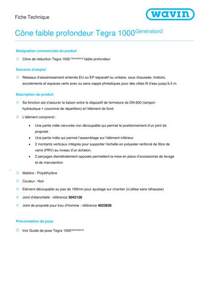 Fiche technique - Cône FP Tegra 1000 G2