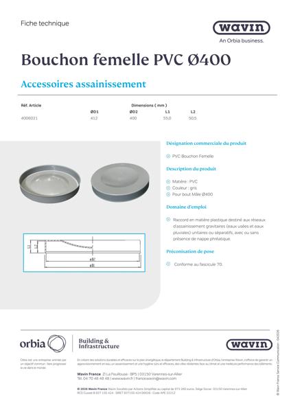 Fiche Technique - Bouchon Femelle DN 400 - 4006021