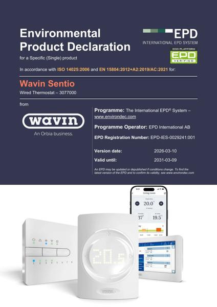 EPD_Wavin Sentio Wired Thermostat – 3077000