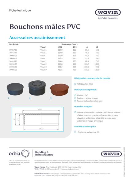 Fiche Technique - Bouchons Males Assainissement