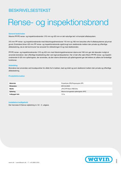 Beskrivelsestekst - Rense- og Inspektionsbrønde