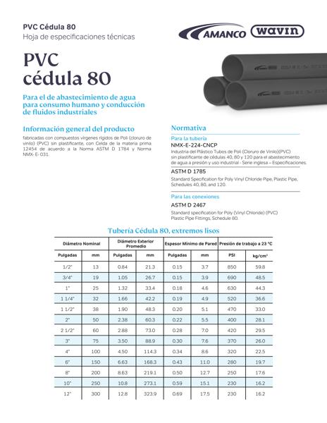 Ficha Técnica PVC Cédula 80