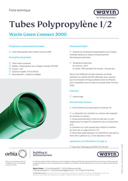 Fiche technique - Tubes Green Connect 2000